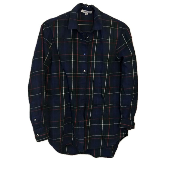 Madewell Flannel Oversized Ex-Boyfriend Shirt in Dark Plaid XS - Picture 2 of 8
